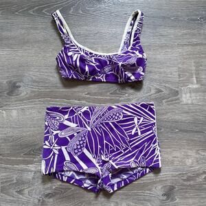 Vtg 60s 70s ROBBY LEN FASHIONS Dragon Fly Polyester Two Piece Bikini Sz 13/14